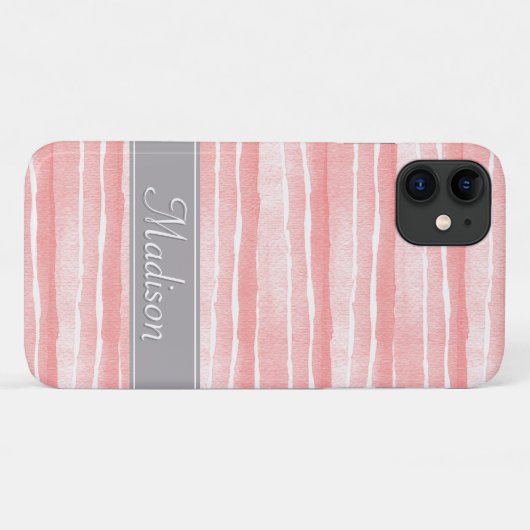 Blush Pink Waterverf Stripes Patroon Case-Mate iPhone Case (Achterkant (horizontaal))