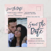 Blush Pink Waterverf Wash Save the Date Foto Aankondigingskaart (Voorkant / Achterkant)