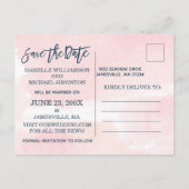 Blush Pink Waterverf Wash Save the Date Foto Aankondigingskaart (Achterkant)