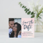 Blush Pink Waterverf Wash Save the Date Foto Aankondigingskaart (Staand voorkant)