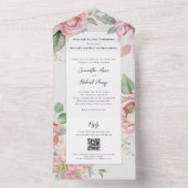 Blush Pink Waterverf Weddenschap All In One Uitnodiging (Binnen)