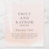 Blush Pink Waterverf Weddenschap Bedankt Wijn Etiket (Enkel label)