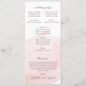 Blush Pink Waterverf Weddenschap Programmakaart (Achterkant)