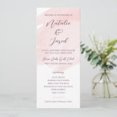 Blush Pink Waterverf Weddenschap Programmakaart (Staand voorkant)