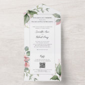 Blush Pink Waterverf Wedding Floral All In One Uitnodiging (Binnen)