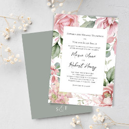 Blush Pink Waterverf Wedding Floral Kaart