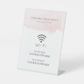 Blush Pink Waterverf Wi-Fi Reclamebord Met Voetstuk (Voorkant)