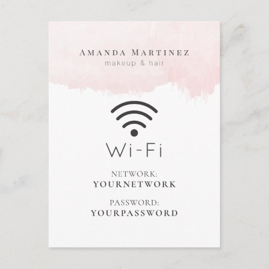 Blush Pink Waterverf Wi-Fi Sign Briefkaart (Voorkant)