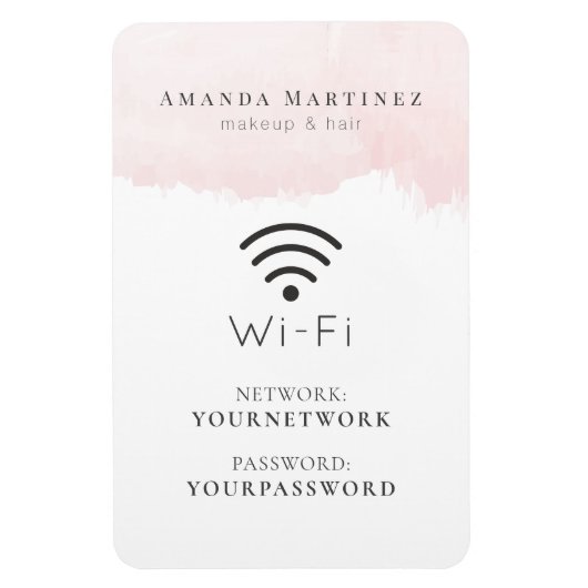 Blush Pink Waterverf Wi-Fi Sign Magnet Magneet (Verticaal)