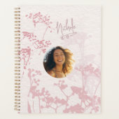 Blush Pink Waterverf Wildflower Garden Foto Planner (Voorkant)