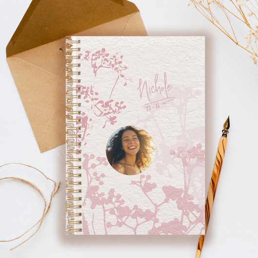 Blush Pink Waterverf Wildflower Garden Foto Planner