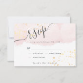 Blush Pink Waterverf x Gold Spletters Bat Mitzvah RSVP Kaartje (Voorkant)