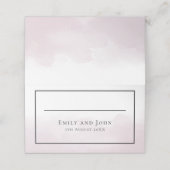 Blush Pink Waterverf Zwart Script Namen Datum Plaatskaartje (Buitenkant ongevouwen)