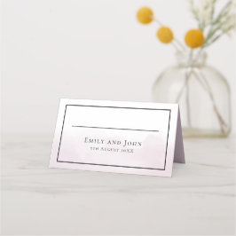 Blush Pink Waterverf Zwart Script Namen Datum Plaatskaartje