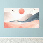 Blush Pink Wave Harmony Canvas Afdruk (Insitu (Houten vloer))