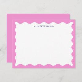 Blush Pink Wavy Frame Note Card Kaart