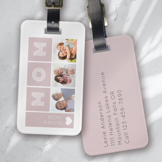 Blush Pink We Love You Mam Foto's Bagagelabel