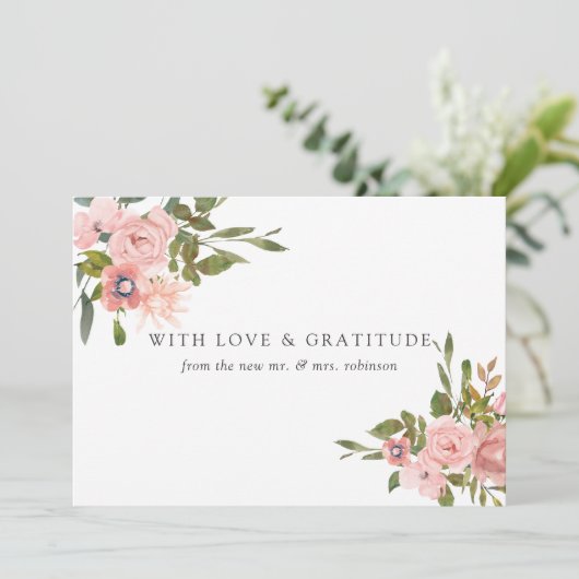 Blush Pink Weddenfloral Bedankt (Staand voorkant)