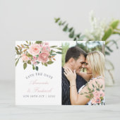 Blush Pink Weddenfloral Save the Date (Staand voorkant)