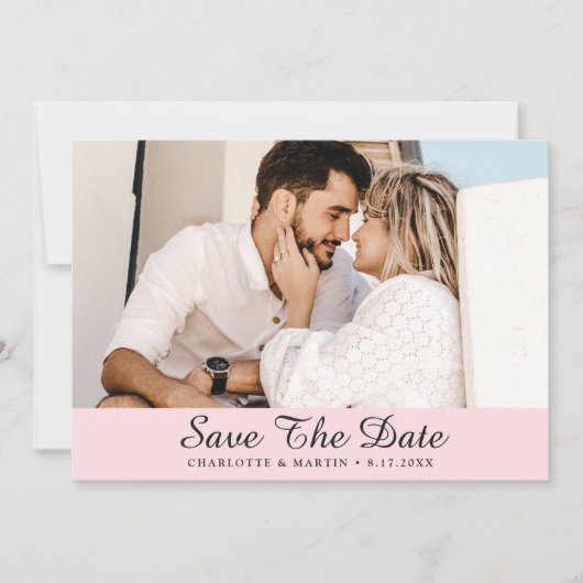 Blush Pink Weddenfoto Save the Date Cards (Voorkant)