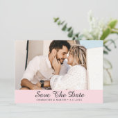 Blush Pink Weddenfoto Save the Date Cards (Staand voorkant)