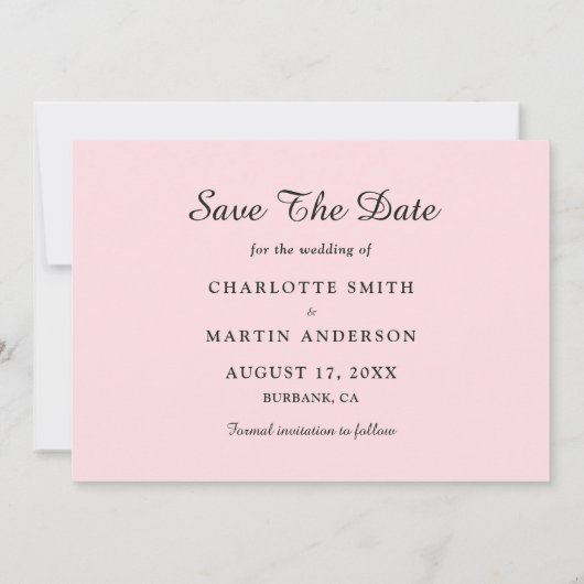 Blush Pink Weddenfoto Save the Date Cards (Achterkant)