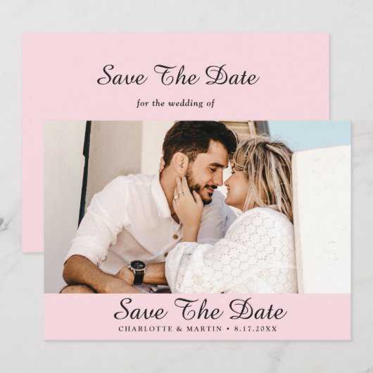Blush Pink Weddenfoto Save the Date Cards (Voorkant / Achterkant)