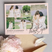Blush Pink Weddenschap Foto Collage Script Bedankt