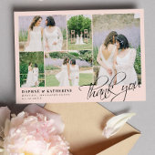 Blush Pink Weddenschap Foto Collage Script Bedankt