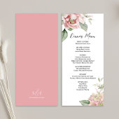 Blush Pink Wedding Bloemen Diner Menu