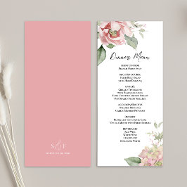 Blush Pink Wedding Bloemen Diner Menu