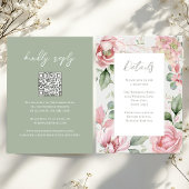 Blush Pink Wedding Bloemen Receptie Informatiekaartje