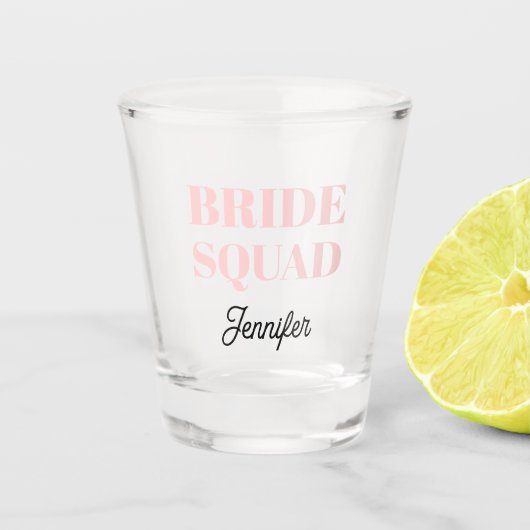 Blush Pink Wedding Bride Squad Personalized Shot Glas (Voorkant)