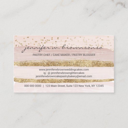 Blush Pink Wedding Cake Logo Occasion Party Sweets Visitekaartje (Achterkant)