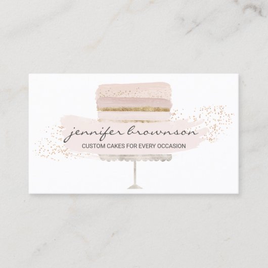 Blush Pink Wedding Cake Logo Occasion Party Sweets Visitekaartje (Voorkant)