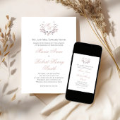 Blush Pink Wedding Calligraphy Script Monogram Kaart