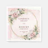 Blush Pink Wedding Floral Eucalyptus Glitter Party Servet (Voorkant)