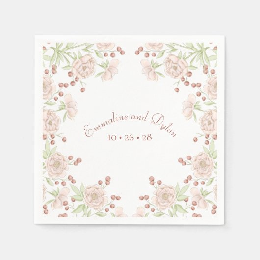 Blush Pink Wedding Floral Servet (Voorkant)