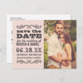 Blush Pink Wedding Foto Sla de datum op Aankondigingskaart (Voorkant / Achterkant)