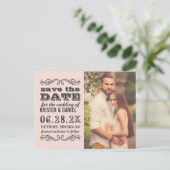 Blush Pink Wedding Foto Sla de datum op Aankondigingskaart (Staand voorkant)