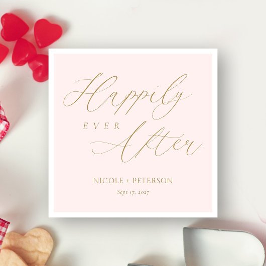 Blush Pink Wedding Keepsake: nog lang en gelukkig Servet