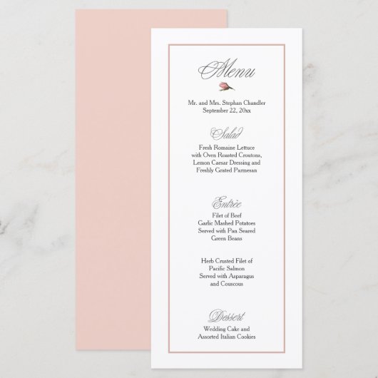 Blush Pink Wedding Menu (Voorkant / Achterkant)