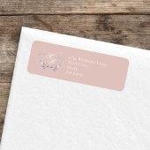 Blush Pink Wedding Monogram Floral Script Etiket