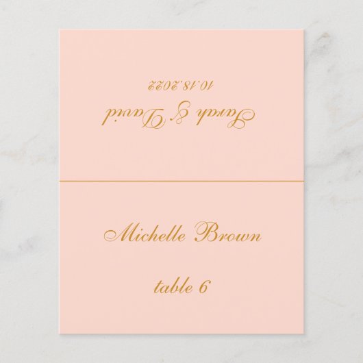 Blush Pink Wedding Place Card - Gedrukte gastnaam (Voorkant)