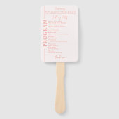 Blush Pink Wedding Program Handwaaier (Voorkant)