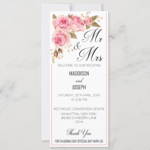 Blush Pink Wedding Program Kaart