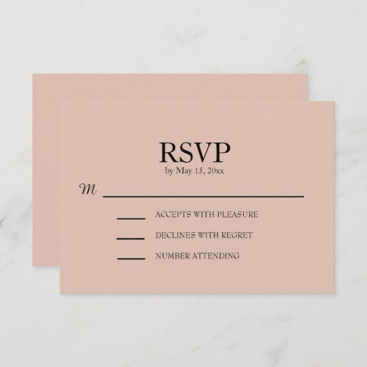 Blush Pink Wedding RSVP (Voorkant / Achterkant)