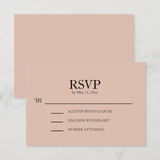 Blush Pink Wedding RSVP Kaartje (Voorkant / Achterkant)