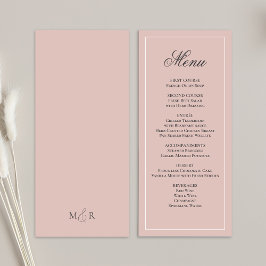 Blush Pink Wedding Script Dinner Menu