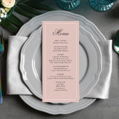 Blush Pink Wedding Script Dinner Menu